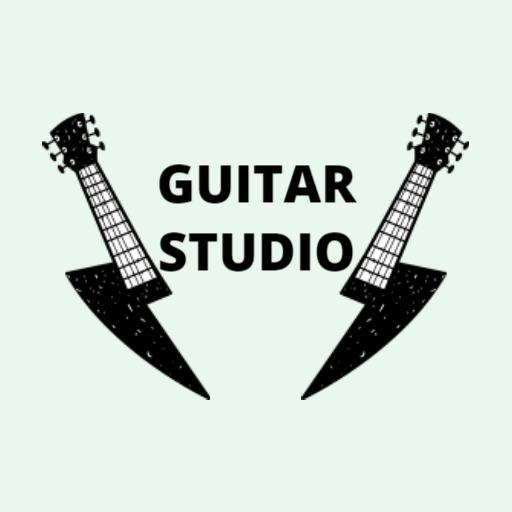 Bold Black Guitar Design for Creative Studio Logo Template