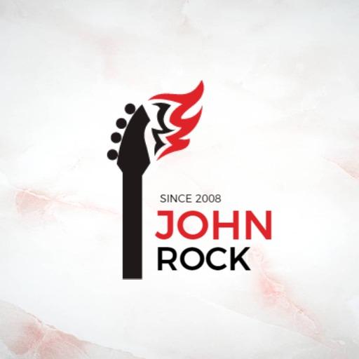 Bold Black Guitar Design with Flames Representing Band Logo Template