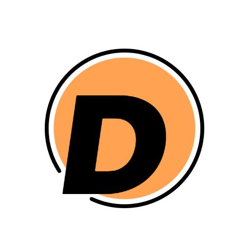 Bold Black Letter D on Bright Orange Circle Logo Template