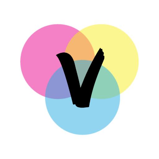 Bold Black Letter V Overlapping Colorful Circles Logo Template