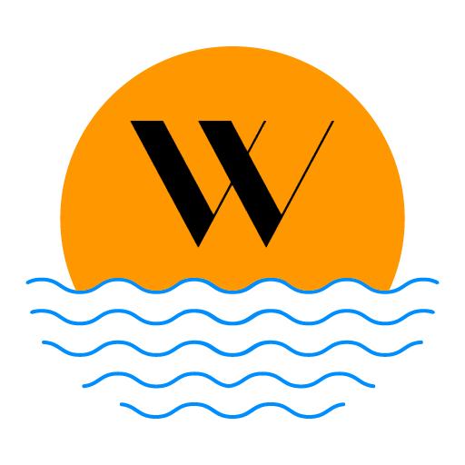 Bold Black Letter W Against Bright Orange Sunset Logo Template
