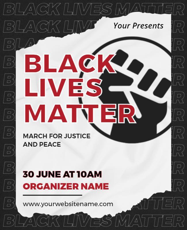 Bold Black Lives Matter Justice March Awareness Poster Template