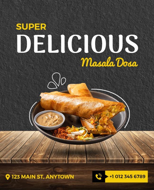 Bold Black Masala Dosa Indian Food Flyer Template