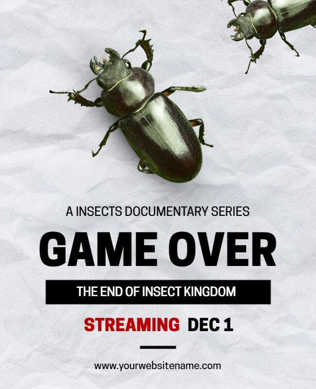 Bold Black Minimalist Insects Documentary Series Poster Template