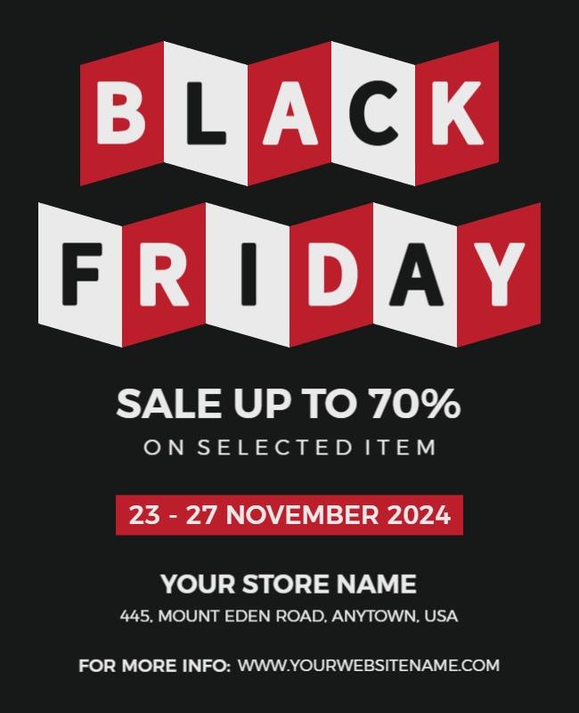 Bold Black Red Black Friday Sale Event Poster Template