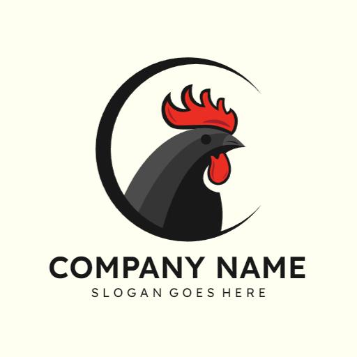 Bold Black Rooster Representing Farm and Poultry Birds Logo Template