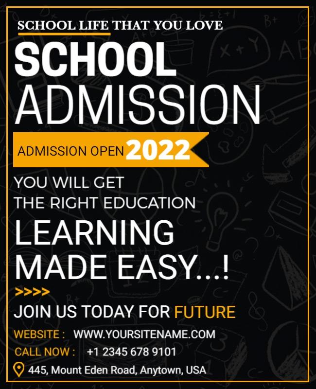 Bold Black School Admission Open Education Poster Template