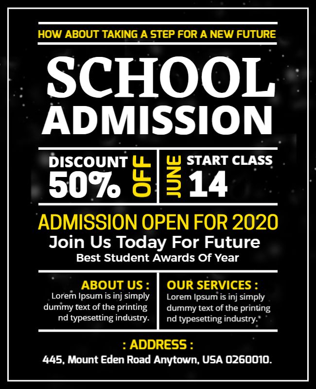 Bold Black School Admission Promotion Poster Template
