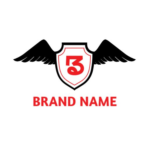 Bold Black Shield Design with Wings for Protection Logo Template