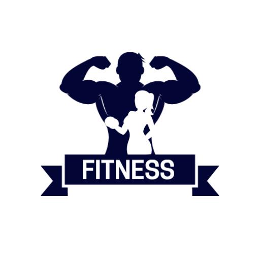Bold Black Silhouette of Muscular Figures Representing Fitness Logo Template