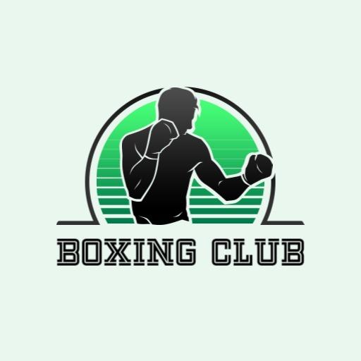Bold Black Silhouette with Green Gradient Boxing Club Logo Template