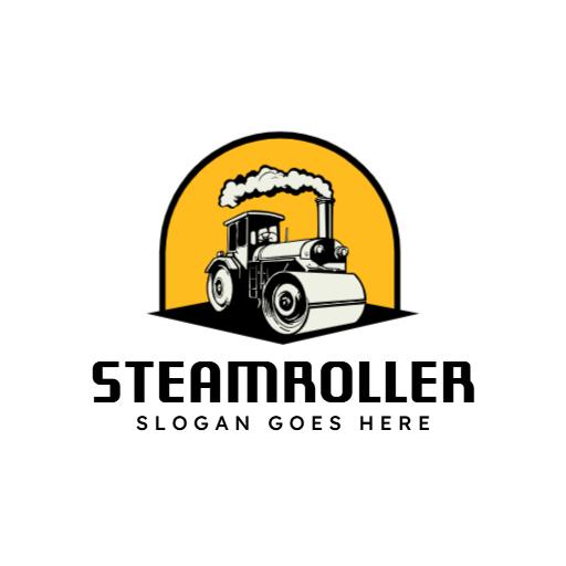 Bold Black Steamroller Design Showcasing Construction Logo Template