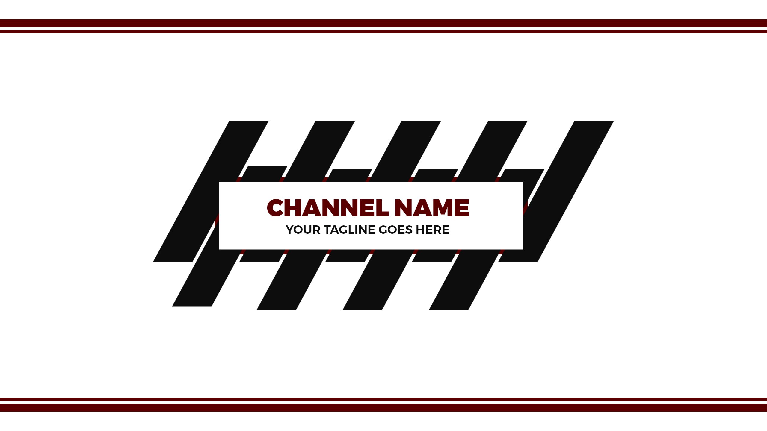 Bold Black Stripes with Customizable Text YouTube Banner Template