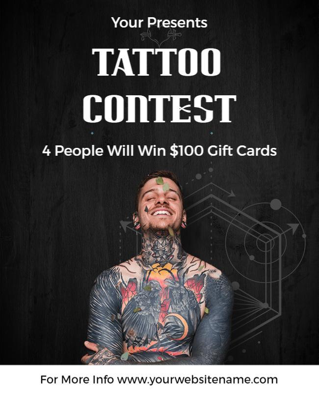 Bold Black Tattoo Contest with Prize Announcement Poster Template