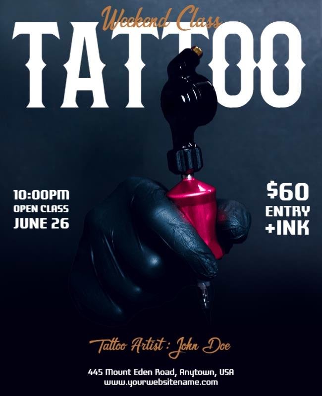 Bold Black Tattoo Weekend Class Event Poster Template
