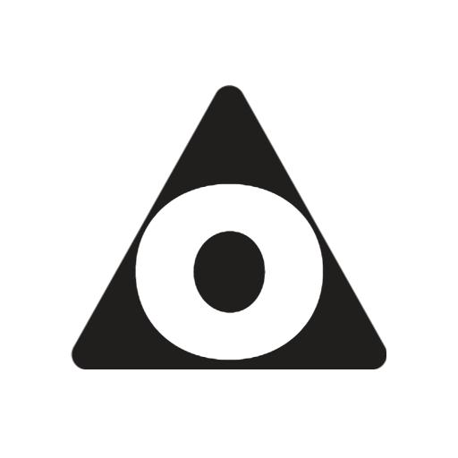 Bold Black Triangle with Circular Letter O Design Logo Template