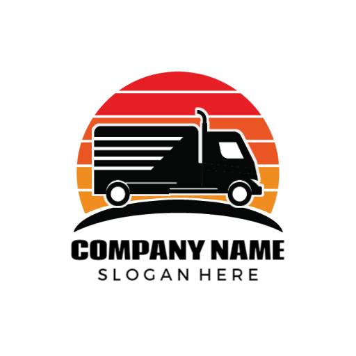 Bold Black Truck Against a Bright Sunset Background Logo Template