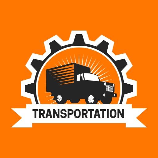 Bold Black Truck in Gear Representing Transportation Circle Logo Template