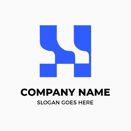 Bold Blue Abstract Design Featuring H Letter Logo Template