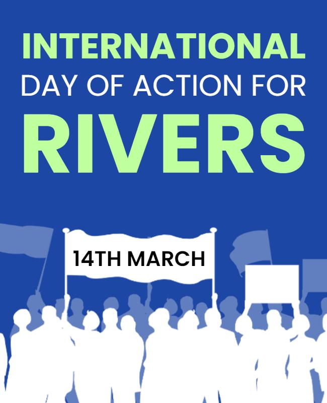 Bold Blue Activism Rally for International Rivers Poster Template