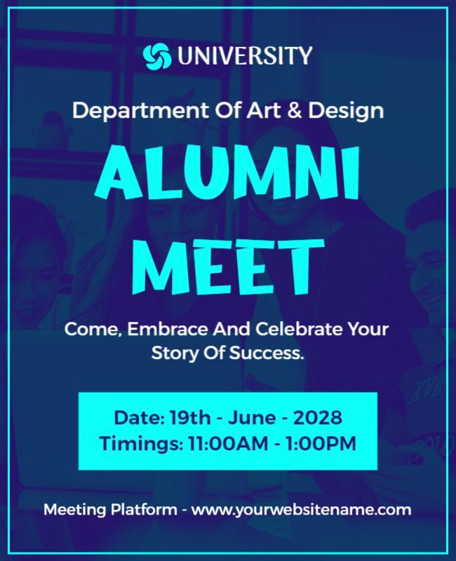 Bold Blue Alumni Meet Celebration Poster Template