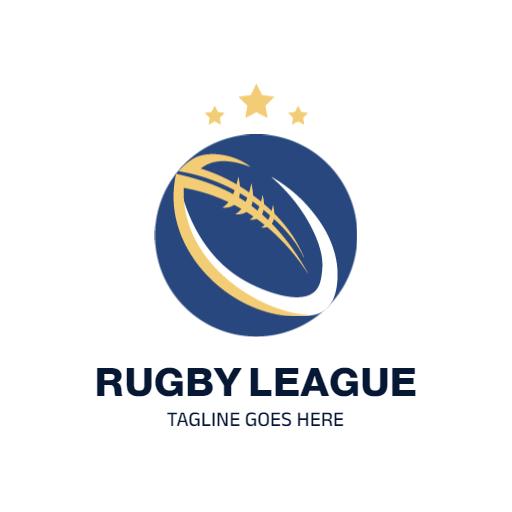 Bold Blue and Gold Rugby League Logo Featuring Dynamic Design Logo Template