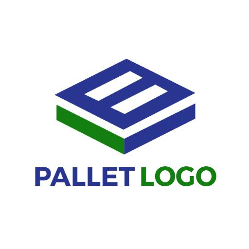 Bold Blue and Green Structural Design Emphasizing Pallet Logo Template
