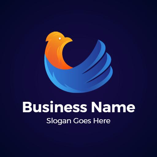 Bold Blue and Orange Bird Design Representing Freedom Logo Template