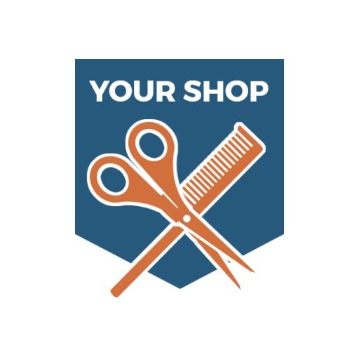 Bold Blue and Orange Design for Popular Barber Shop Logo Template