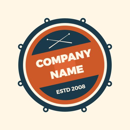 Bold Blue and Orange Drumming Elements in Logo Design Logo Template
