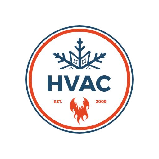 Bold Blue and Orange HVAC Design for Climate Control Logo Template