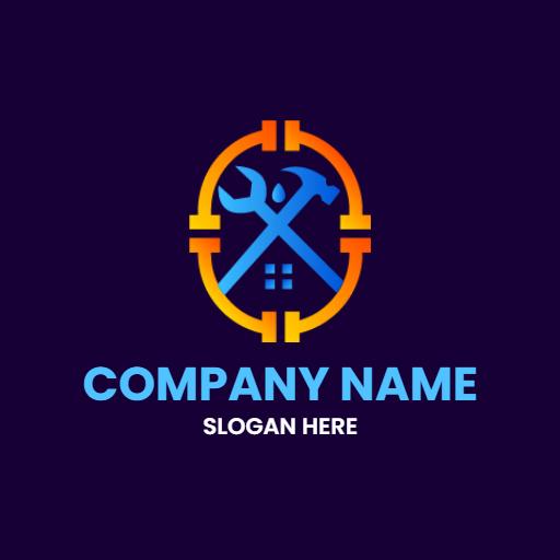 Bold Blue and Orange Plumbing Tools Logo Design Inspiration Logo Template