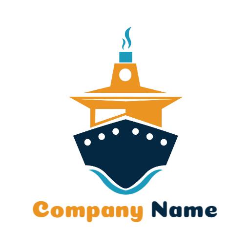Bold Blue and Orange Ship Representing Efficient Shipping Logo Template