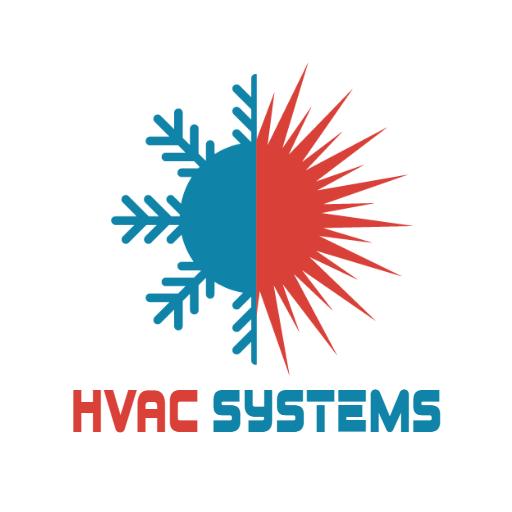 Bold Blue and Red Design Representing HVAC Systems Logo Template