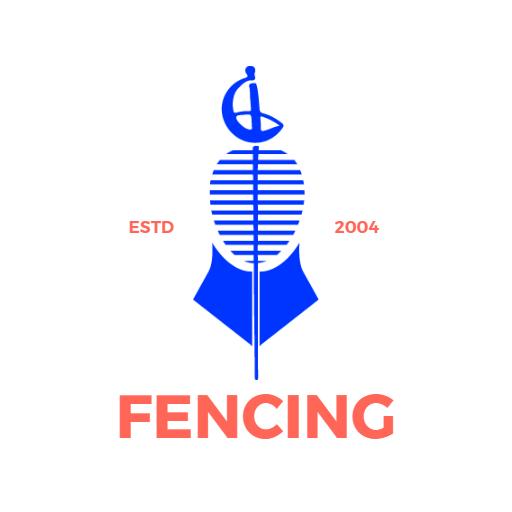 Bold Blue and Red Design Showcasing Fencing Sport Logo Template
