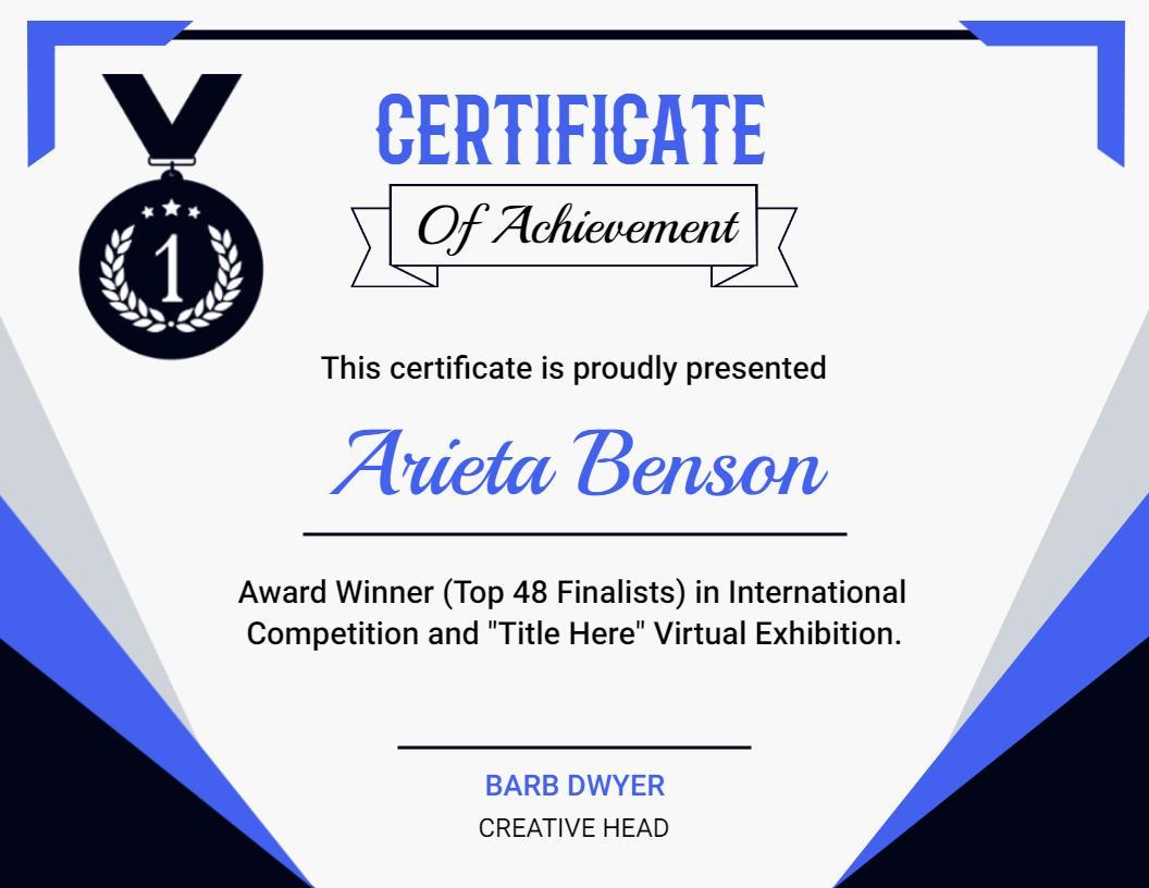 Bold Blue and White Achievement Award Winner Certificate Template