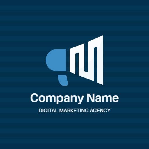 Bold Blue and White Graphic Design for Marketing Logo Template