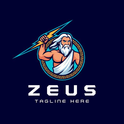 Bold Blue and White Zeus Illustration for Religious Themes Logo Template