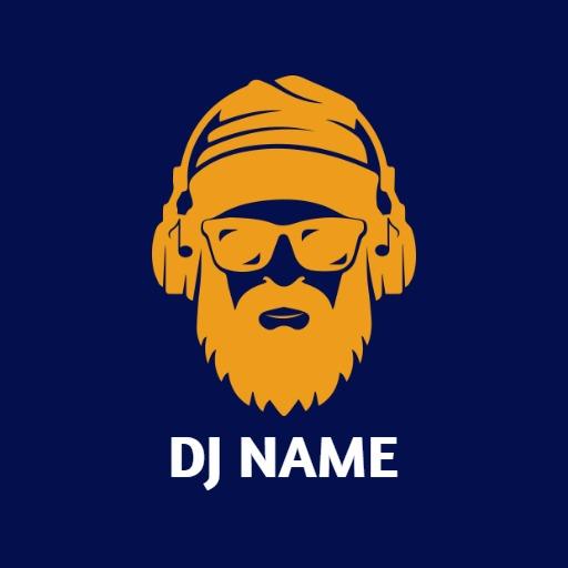 Bold Blue and Yellow DJ Icon Representing Music Enthusiasm Logo Template