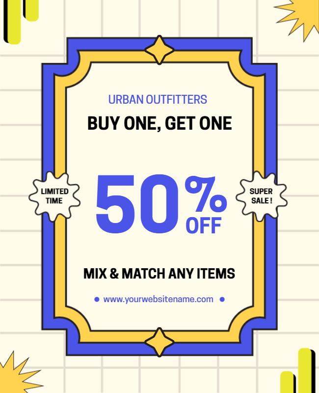 Bold Blue and Yellow Sale Offer Poster Template
