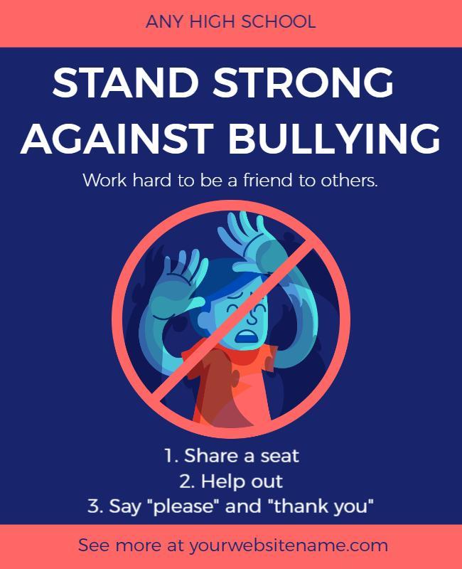 Bold Blue Anti-Bullying Awareness Campaign Poster Template