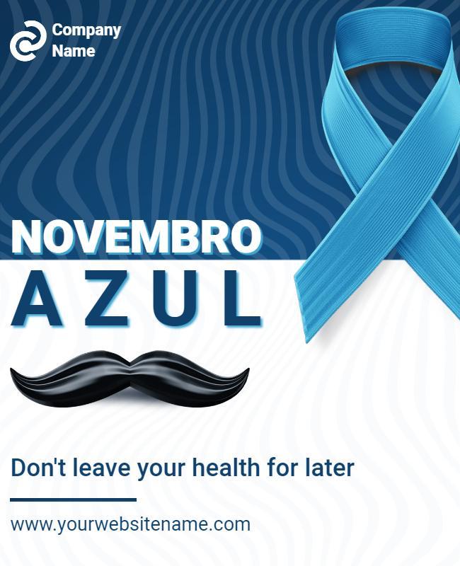 Bold Blue Awareness Campaign for Men's Health Poster Template