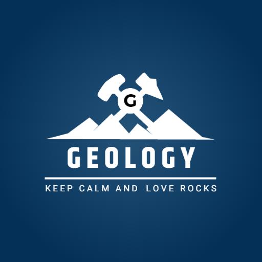 Bold Blue Background with Mountain Theme Geology Logo Template