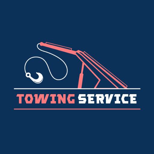 Bold Blue Background with Reliable Towing Service Logo Template
