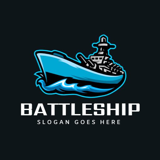 Bold Blue Battleship Design for Competitive Esports Logo Template
