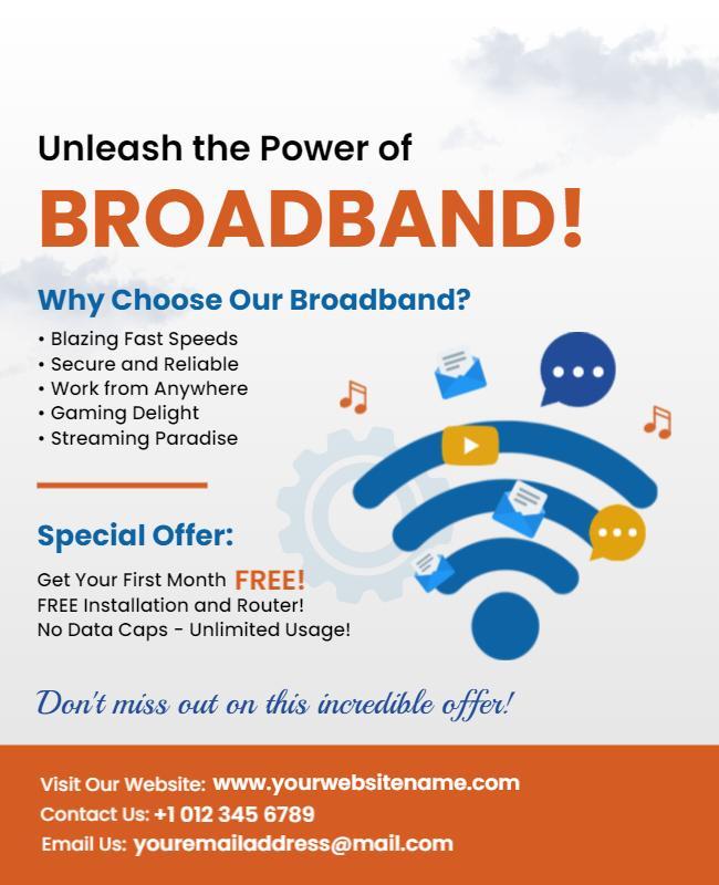 Bold Blue Broadband Internet Service Promotion Poster Template