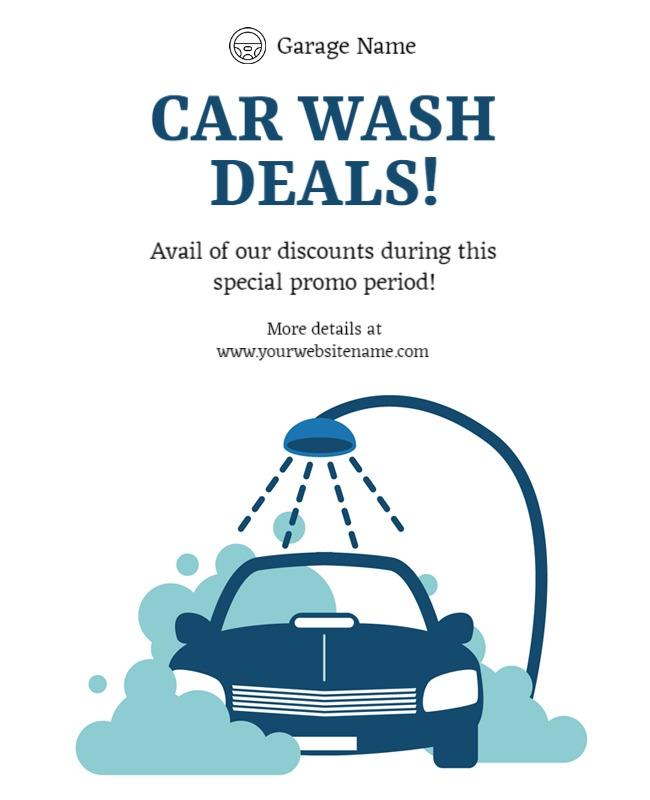 Bold Blue Car Wash Promotion Deals Poster Template