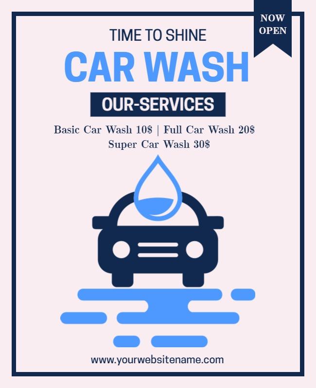 Bold Blue Car Wash Service Promotion Poster Template