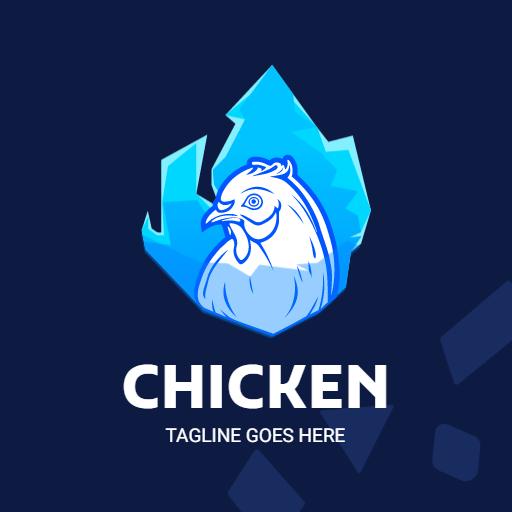 Bold Blue Chicken Design with Ice Crystal Elements Logo Template
