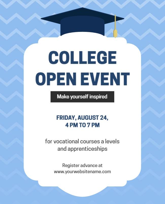 Bold Blue College Open Event Information Flyer Template